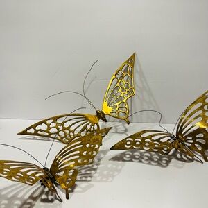 Vintage 1970’s Midcentury Modern Brass Set of 3 Large Butterflies Wall Decor